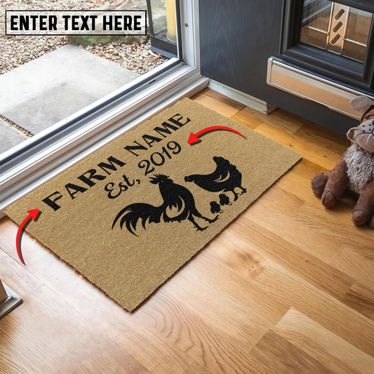 Uni Chicken Custom Farm Name Custom Year Coir Doormat