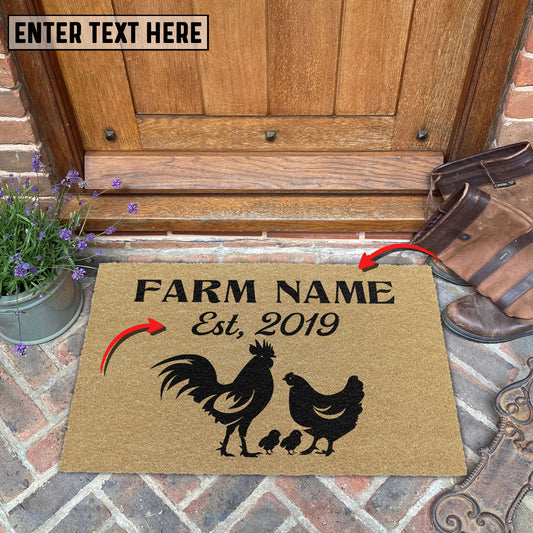 Uni Chicken Custom Farm Name Custom Year Coir Doormat