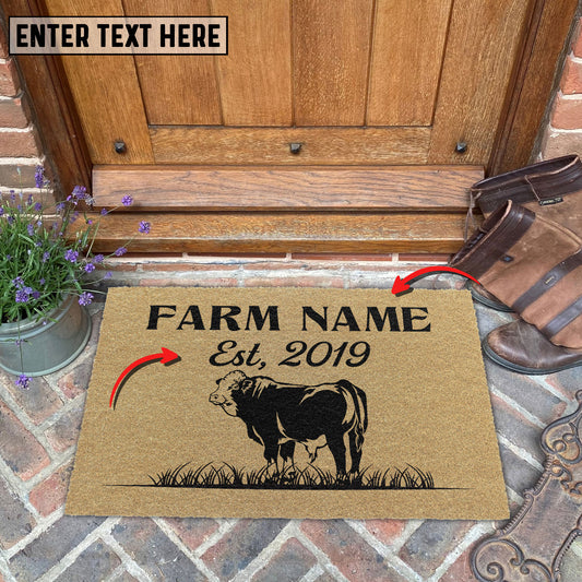 Uni Simmental Custom Farm Name Custom Year Coir Doormat