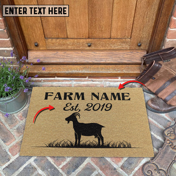 Uni Goat Custom Farm Name Custom Year Coir Doormat