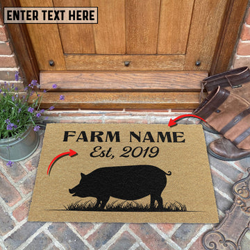 Uni Pig Custom Farm Name Custom Year Coir Doormat