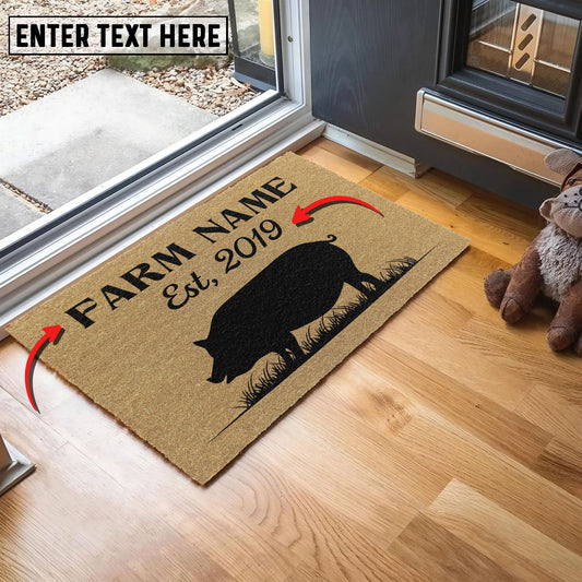 Uni Pig Custom Farm Name Custom Year Coir Doormat