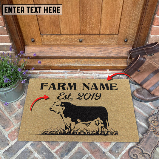 Uni Hereford Custom Farm Name Custom Year Coir Doormat