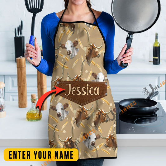 Uni Texas Longhorn Happy Face Custom Name Apron