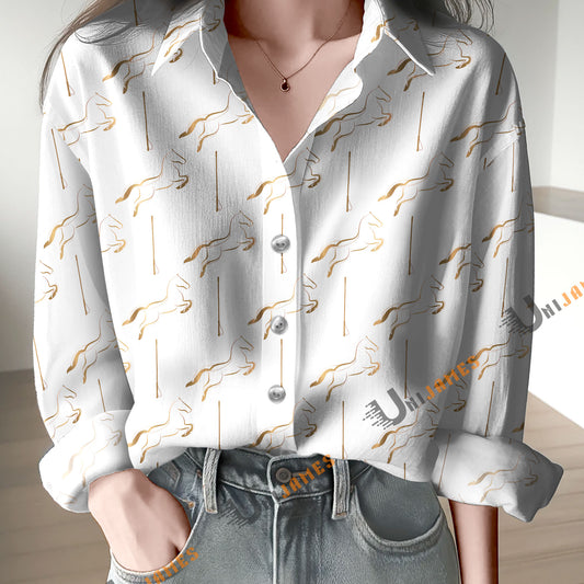 Unique Jumping Horse White Pattern Casual Shirt
