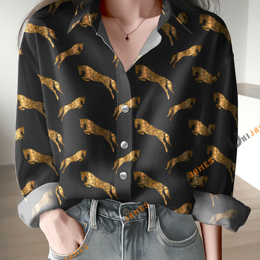 Unique Jumping Horses Pattern Casual Shirt