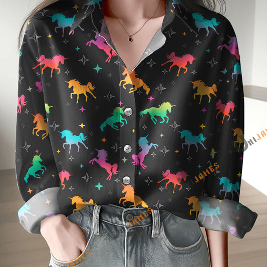 Unique Magic Rainbow Unicorn Pattern Casual Shirt