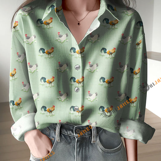 Unique Country Chickens Pattern Casual Shirt