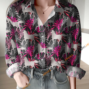 Unique Gray Silhouettes Of Horses Pattern Casual Shirt