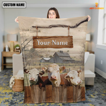 Uni Personalized Name Hereford Wooden Pattern Blanket