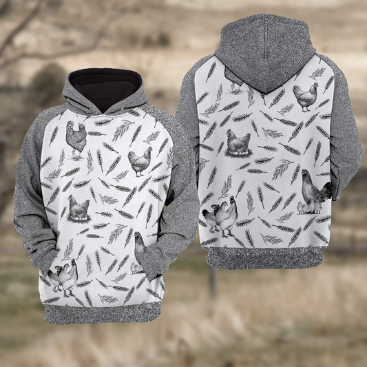 Uni Chicken  Black & White Raglan Hoodie