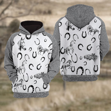 Uni Horse Black & White Raglan Hoodie