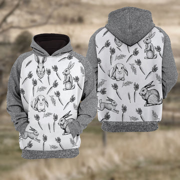 Uni Rabbit Black & White Raglan Hoodie