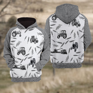 Uni Tractor Black & White Raglan Hoodie