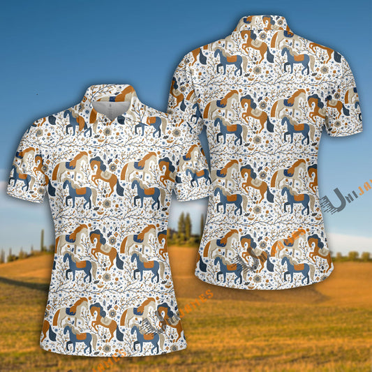 Unique Horse Vintage Pattern Polo Shirt