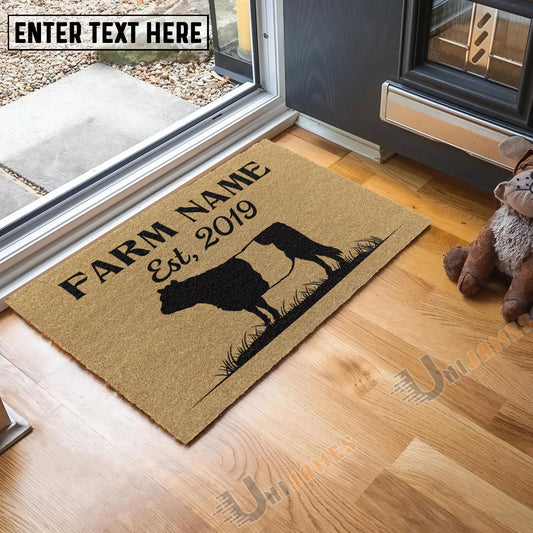 Uni Belted Galloway Custom Farm Name Custom Year Coir Doormat