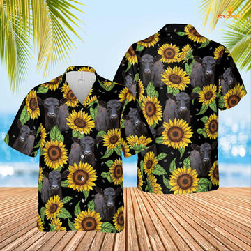 Unique Black Angus Sunflower Hawaiian Shirt 2023