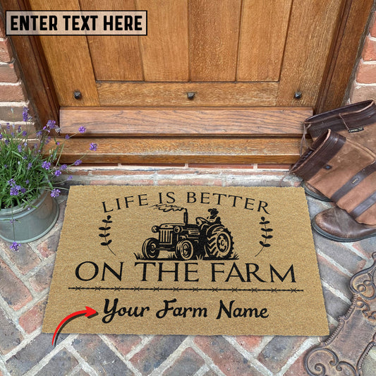 Uni Tractor Life Is Better On The Farm Custom Name Coir Doormat