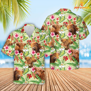 Uni Highland Hibicus Floral 3D Hawaiian Shirt
