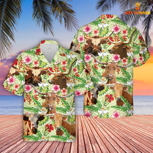 Uni Texas Longhorn Hibicus Floral 3D Hawaiian Shirt