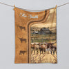 Uni Personalized Texas Longhorn Cattle In Field Farmhouse Blanket