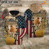 Uni Simmental On Farms Custom Name American Flag 3D Shirt