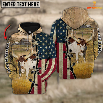 Uni Watusi On Farms Custom Name American Flag 3D Shirt