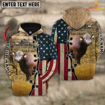 Uni Beefalo On Farms Custom Name American Flag 3D Shirt