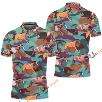 Unique Horse Camo Pattern Polo Shirt