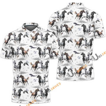 Unique Horse Watercolor Pattern Polo Shirt