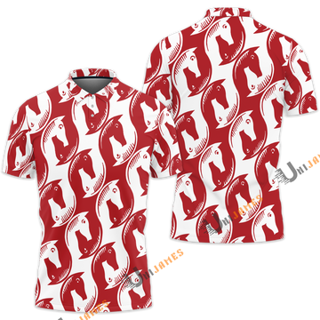 Unique Horse Red Pattern Polo Shirt
