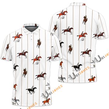 Unique Horse Stripe Pattern Polo Shirt