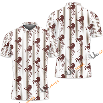 Unique Horse Running Pattern Polo Shirt