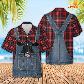 Unique Black Angus Red Plaid Pattern 3D Shirts