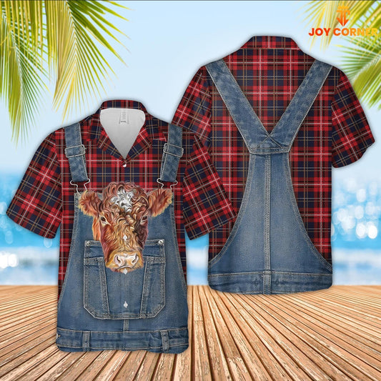 Unique Shorthorn Red Plaid Pattern 3D Shirts