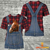 Unique Horse Red Plaid Pattern 3D Shirts