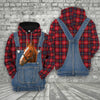Unique Horse Red Plaid Pattern 3D Shirts