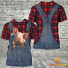 Unique Pig Red Plaid Pattern 3D Shirts