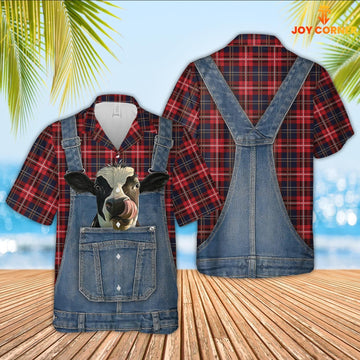 Unique Holstein Red Plaid Pattern 3D Shirts