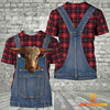 Unique Texas Longhorn Red Plaid Pattern 3D Shirts