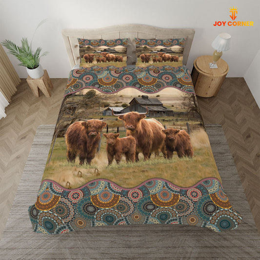 Uni Highland Cattle Vintage 3D Bedding Set