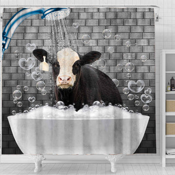 Uni Black Hereford Brick Wall 3D Shower Curtain