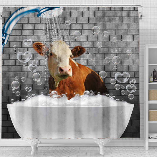 Uni Simmental Brick Wall 3D Shower Curtain