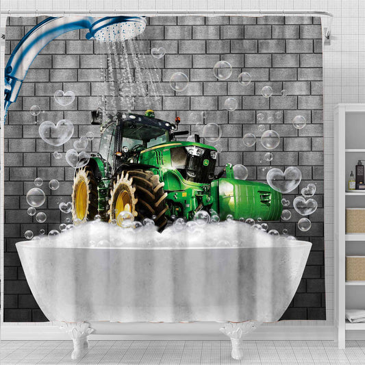 Uni Tractor Brick Wall 3D Shower Curtain