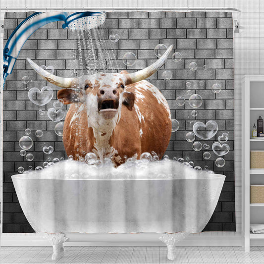 Uni Texas Longhorn Brick Wall 3D Shower Curtain