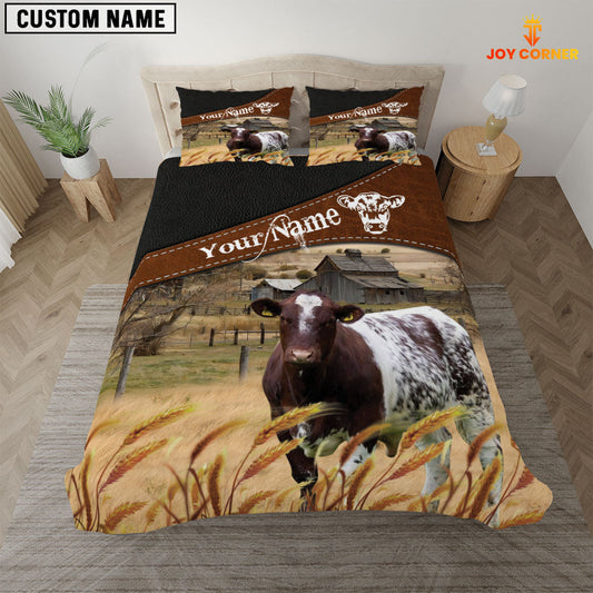 Uni Shorthorn On The Field Customized Name 3D Bedding Set