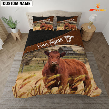 Uni Red Angus On The Field Customized Name 3D Bedding Set