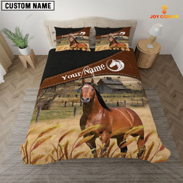 Uni Horse On The Field Customized Name 3D Bedding Set