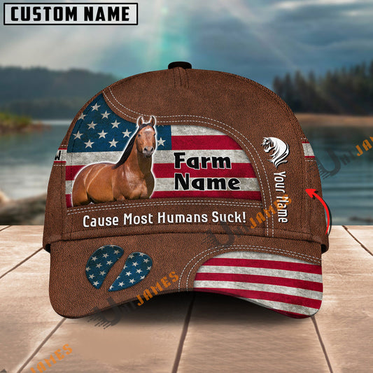 Uni Horse US Flag Customized Name And Farm Name Cap