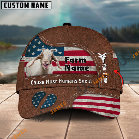 Uni Goat US Flag Customized Name And Farm Name Cap